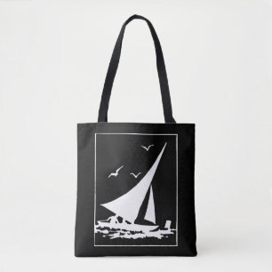 Bolsa Tote Silhouette de veleiro retrô