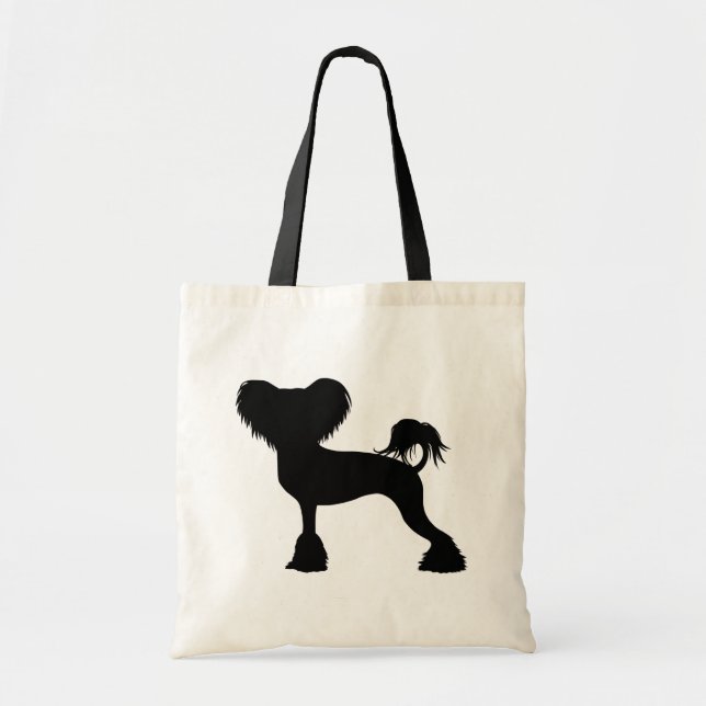 Bolsa Tote Silhouette Pingado Chinês | Cachorro Crestie (Frente)