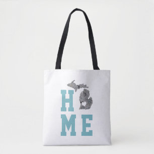 Bolsa Tote Silhouette Preenchida do Michigan Floral