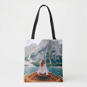 Bolsa Tote Silhouette Woman Alpha Lake Nature