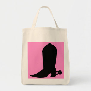 Bolsa Tote Silhueta Boot da Cowgirl a rosa