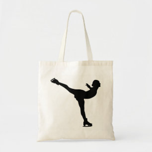 Bolsa Tote Silhueta da mulher do patinagem no gelo