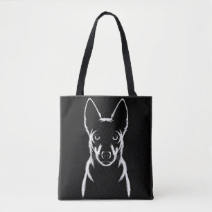 Bolsa Tote Silhueta de Cão Minimalista em Preto