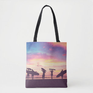 Bolsa Tote Silhueta de carregandos de surfistas