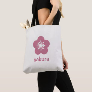 Bolsa Tote Silhueta de Flor de Cerejeira Rosa Cereja - Neutro