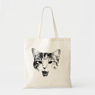 Bolsa Tote Silhueta de Gato Bocejando – Edição Minimal Sass