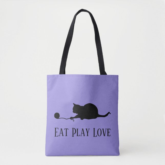 Bolsa Tote Silhueta de Gato em Play "Coma o Amor de Pera" (Frente)