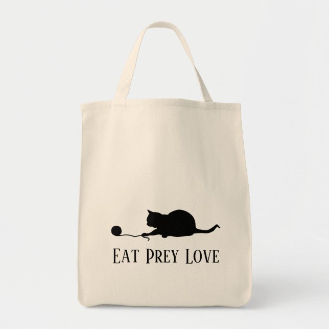 Bolsa Tote Silhueta de Gato em Play "Coma o Amor de Pera" (Frente)