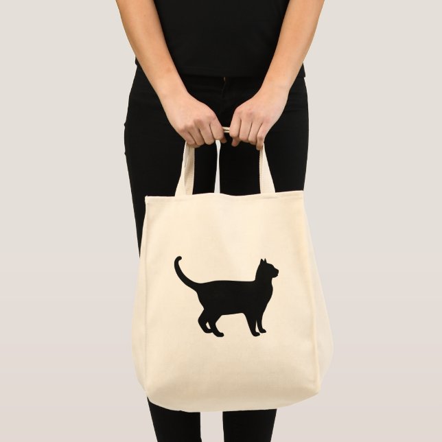 Bolsa Tote Silhueta de Gato Fofa (Frente (produto))