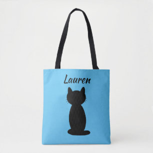 Bolsa Tote Silhueta de Gato Preto Personalizada
