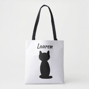 Bolsa Tote Silhueta de Gato Preto Personalizada  