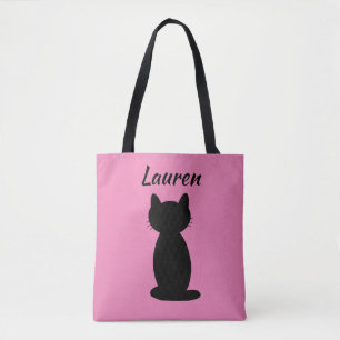 Bolsa Tote Silhueta de Gato Preto Personalizada