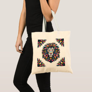 Bolsa Tote Silhueta de Leão Floral
