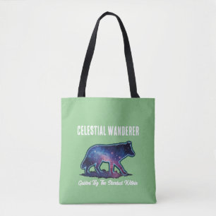Bolsa Tote Silhueta de Lobo Galáxia Solitário
