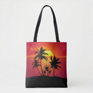 Bolsa Tote Silhueta de Palmeiras ao Pôr do Sol-65143