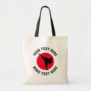 Bolsa Tote Silhueta de pontapés de caratê de artes marciais
