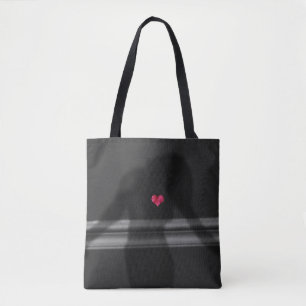 Bolsa Tote Silhueta de Texto de Mulher, Coração Flor e Amor