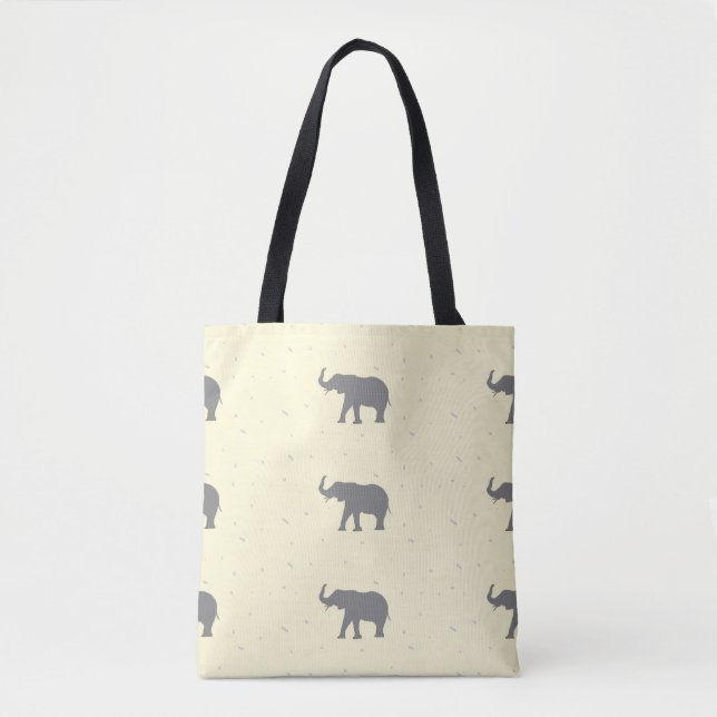 Bolsa Tote Silhueta elefante de cinza (Frente)