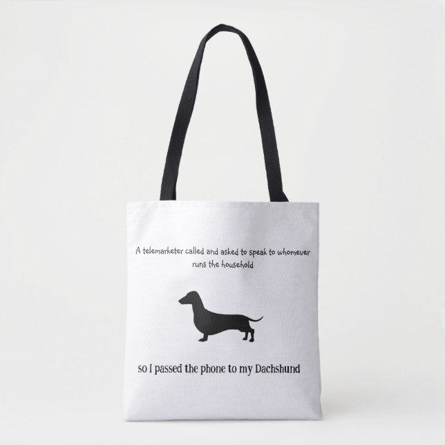 Bolsa Tote Silhueta engraçada de Dachshund  (Frente)