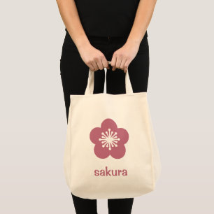 Bolsa Tote Silhueta Flor de Cerejeira Rosa Sakura