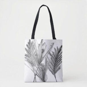 Bolsa Tote Silhueta Floral - Cinza