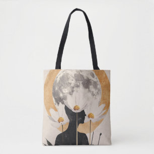 Bolsa Tote Silhueta Lua - Elegância Boho Vintage