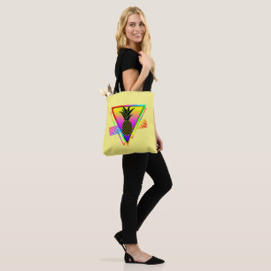 Bolsa Tote Silhueta Moderna Retro Abacaxi Fruta de Verão