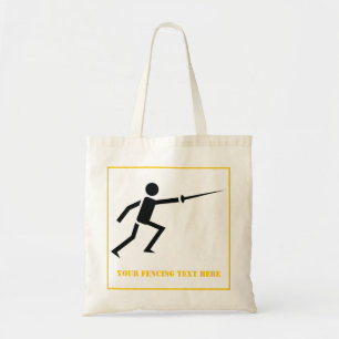 Bolsa Tote Silhueta preta do esgrimista com a espada que