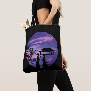 Bolsa Tote Silhueta Romântica ao Luar História de Amor Asiáti
