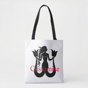 Bolsa Tote Silhueta Sereia de Duas Caudas Thunder_Cove
