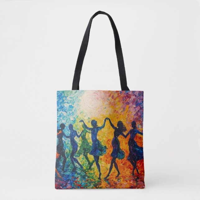 Bolsa Tote Silhuetas Coloridas Dançando (Frente)