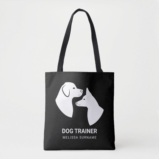 Bolsa Tote Silhuetas de Cabeça de Cachorro Branco Fofo - Trei (Frente)