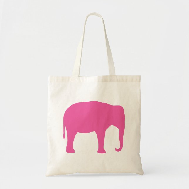 Bolsa Tote Silhuette de Elefante Rosa Quente (Frente)