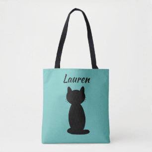Bolsa Tote Silhuette de Gato Preto Personalizado