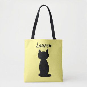 Bolsa Tote Silhuette de Gato Preto Personalizado