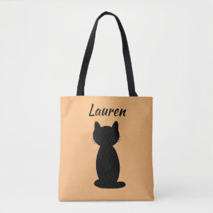 Bolsa Tote Silhuette de Gato Preto Personalizado