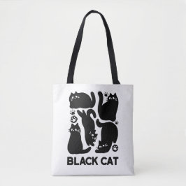 Bolsa Tote Silhuettes de Gato Negro - Design de Felino Cinto