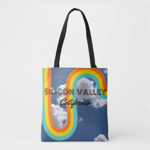 Bolsa Tote Silicon Valley California - Retro Rainbow and Clou