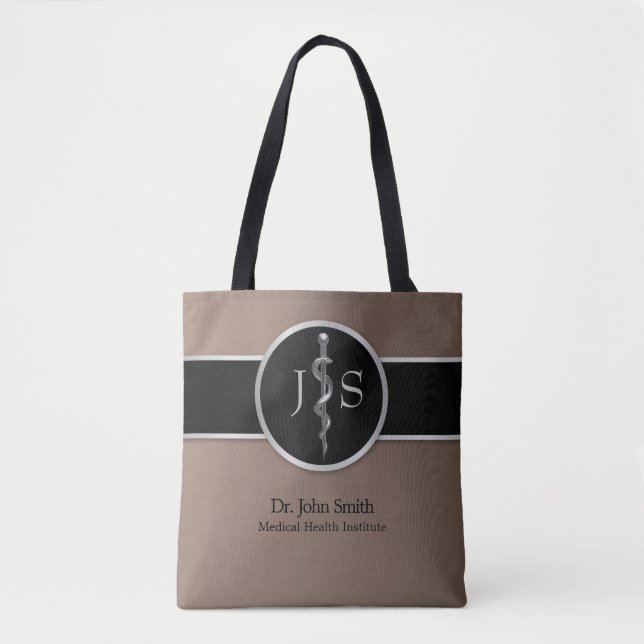 Bolsa Tote Silver Classe Noble Rod of Asclepius Médico (Frente)