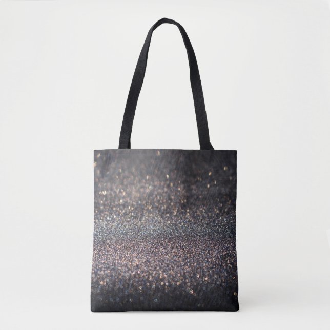 Bolsa Tote Silver Glitter: Natal Preto (Frente)