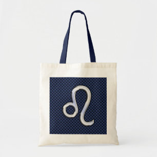 Bolsa Tote Silver Leo Zodiac - Símbolo Marinho de fibra de c