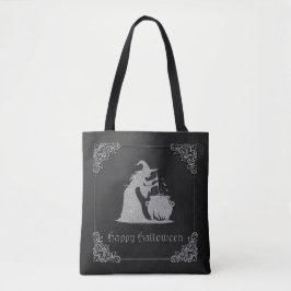 Bolsa Tote Silver Witch e Cauldron Halloween