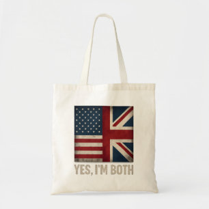 Bolsa Tote Sim, Eu Sou Ambas as Bandeiras Americana e Britâni