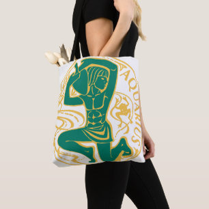 Bolsa Tote Símbolo Aquário do Zodíaco em um