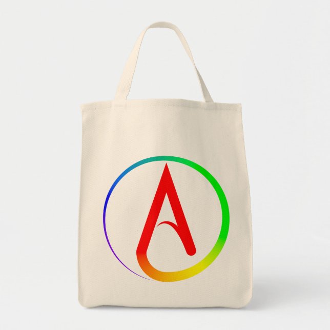 Bolsa Tote Símbolo Ateu Arco-íris (Frente)