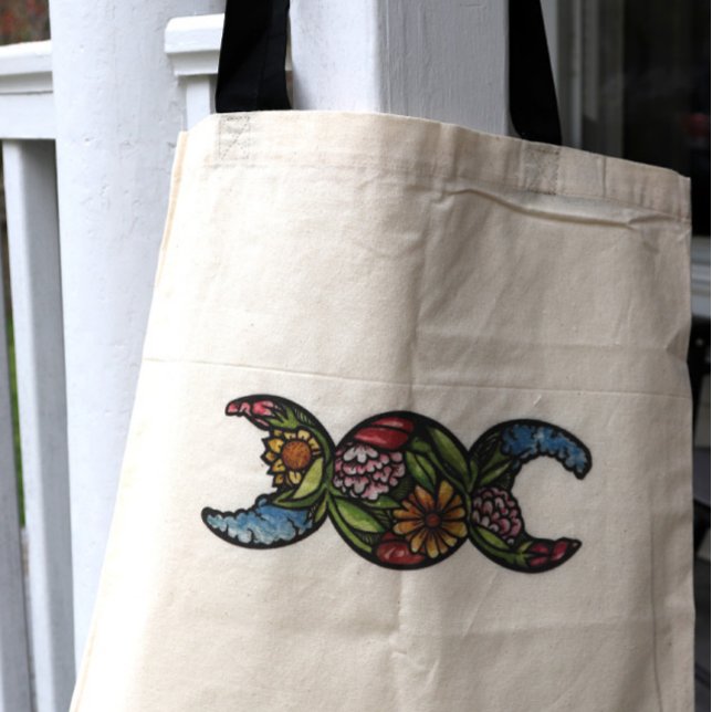 Bolsa Tote Símbolo da Lua Tripla Bloom (Criador carregado)