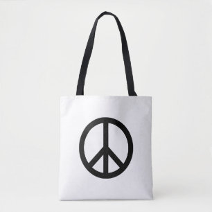 Bolsa Tote Símbolo da paz anti-guerra branco negro moderno