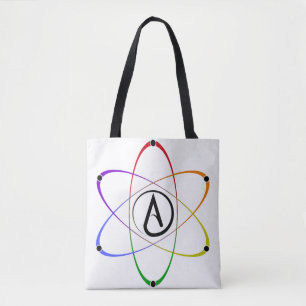Bolsa Tote Símbolo de Átomo Ateu Arco-íris