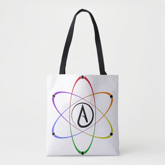 Bolsa Tote Símbolo de Átomo Ateu Arco-íris (Frente)