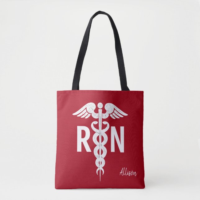 Bolsa Tote Símbolo de Caduceus de Enfermeira Registrado, Bran (Frente)